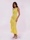 Yellow Ruched Sleeveless Dress