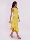 Yellow Ruched Sleeveless Dress