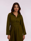 Olive Green Wrap Shirt Dress