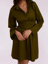 Olive Green Wrap Shirt Dress