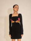 Black Hibiscus Mini Dress