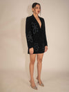 Luxurious microfiber blazer dress with front opening