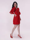 Red Ruffled Sleeves Mini Fit & Flare Dress