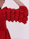 Red Ruffled Sleeves Mini Fit & Flare Dress