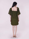 Olive Poplin Flary Dress