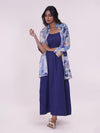 Chic Azul Printed Co-ord Set for women with wooden buttons