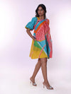 Vibrant printed A-Line dress for women with pockets