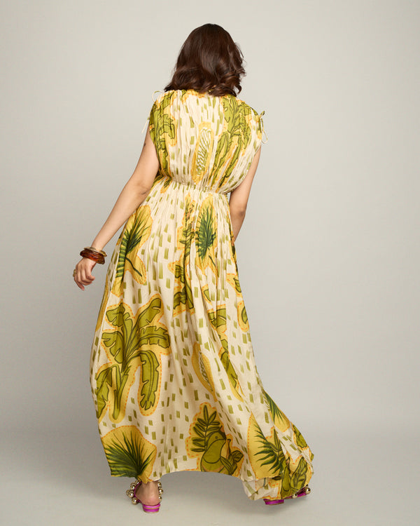 Coco Printed Pleated Maxi Dress