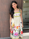 Folk Printed Strappy Midi Dress