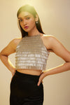 Fully Lined Silver Crop Top with Crepe Silk