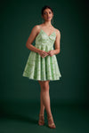 Lime Green Embroidered Dress Poppi