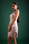 EMBELLISHED CORSET-DETAILED MINI DRESS