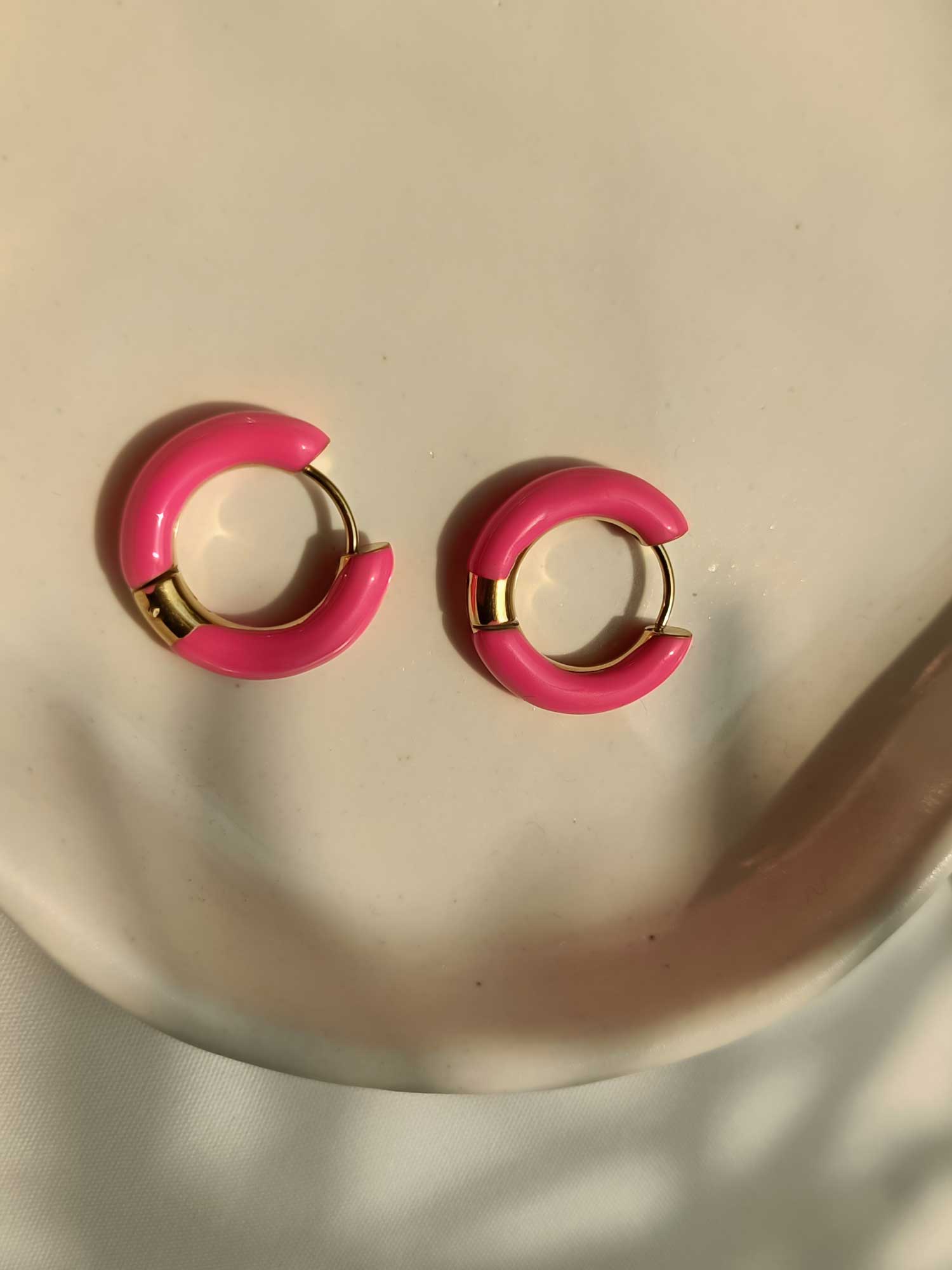 Gold Plated Circular Rose Quartz Drop Earrings