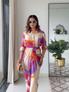 Lavender Printed Wrap Skirt Set (Set of 2)