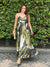 Jade Printed V Neck Pleated Dress