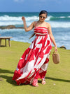 Rosso Printed Pleated Maxi Dress