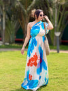 Skyla Printed One – Shoulder Maxi Dress
