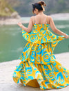 Ripple Printed Ruffled Maxi Dress