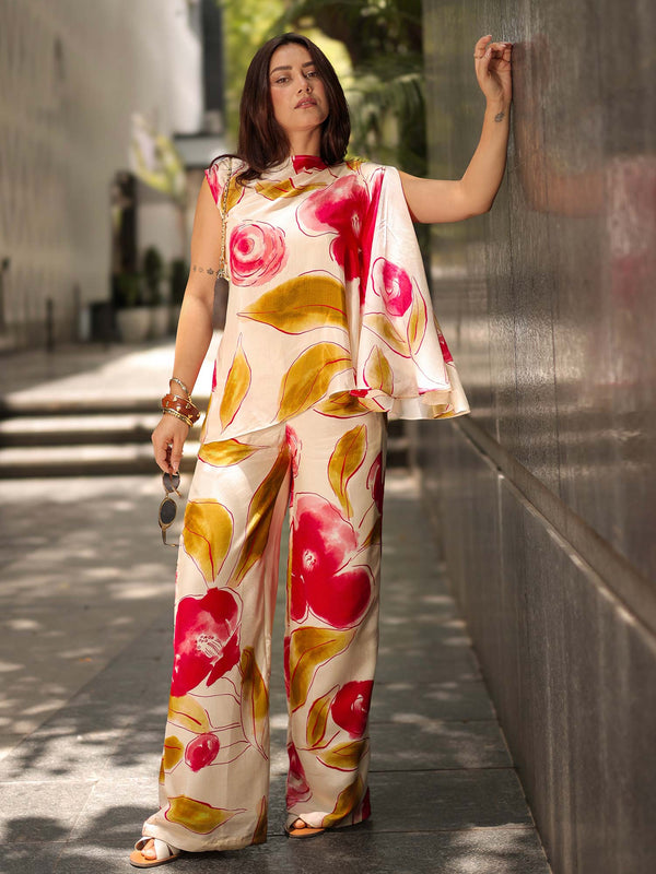 Rose One-Shoulder Co-Ord Set