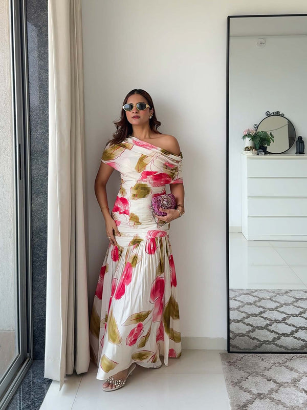 Rose Printed Maxi Dress