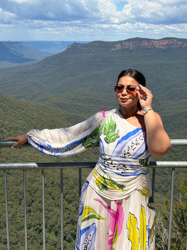 Lily Printed One Shoulder Maxi Dress