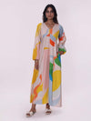 Starlet Printed Maxi Dress with V-neckline and Side Slit