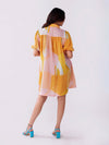 Yellow Abstract Printed Shirt Dress by POPPI