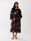 Black Celestial Printed Midi Dress on model