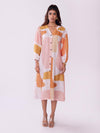 Dawn Abstract Printed V-neck Button-Down A-line Dress