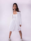 Solid White Sleeveless Dress by POPPI