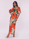 Jungle Printed Maxi Dress with Square Neckline