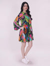 Trendy Parakeet print on a comfortable mini dress