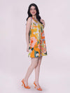 Model wearing Savannah Printed Mini Dress in size S