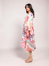 Side profile of Anaar Printed Midi Dress with loop buttons