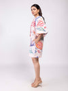 Elastic Sleeves Printed Mini Dress