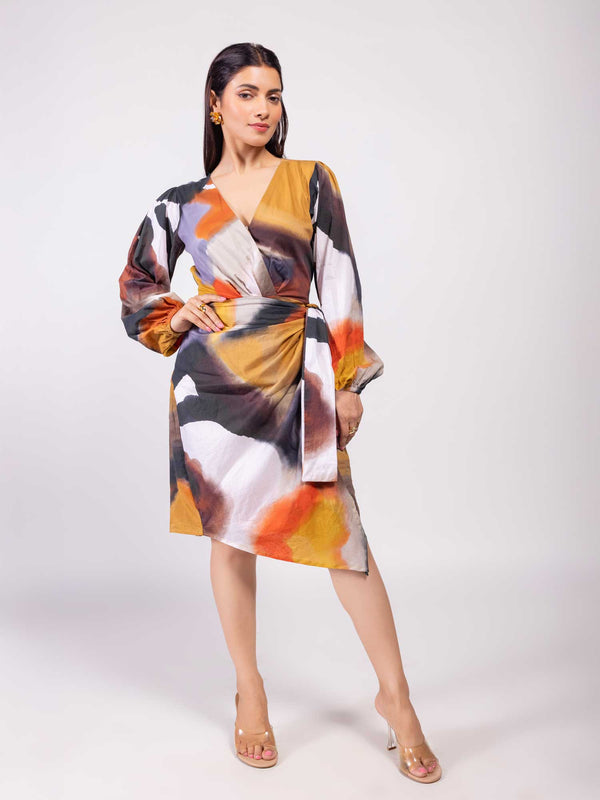 Terra Printed Wrap Dress