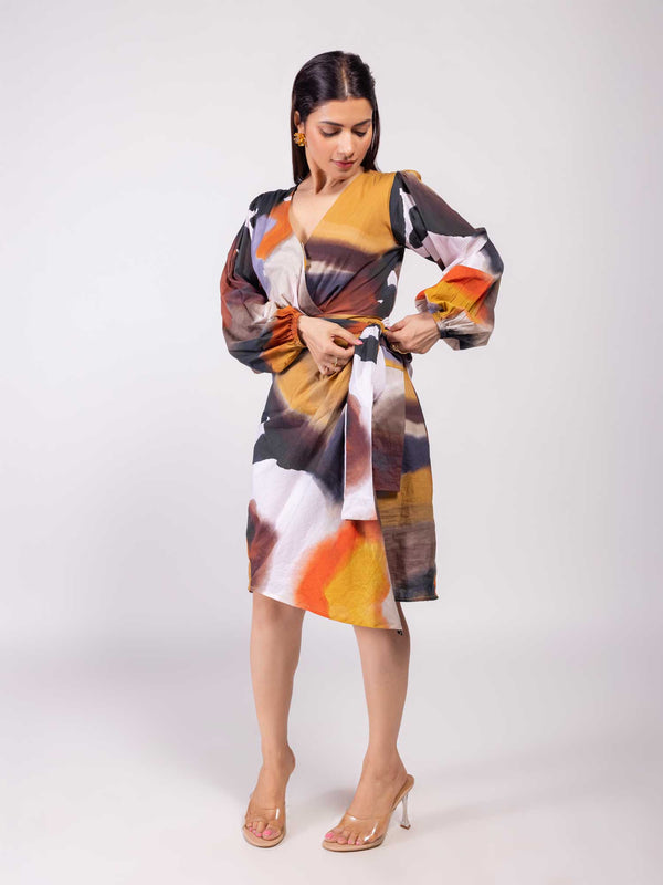 Terra Printed Wrap Dress