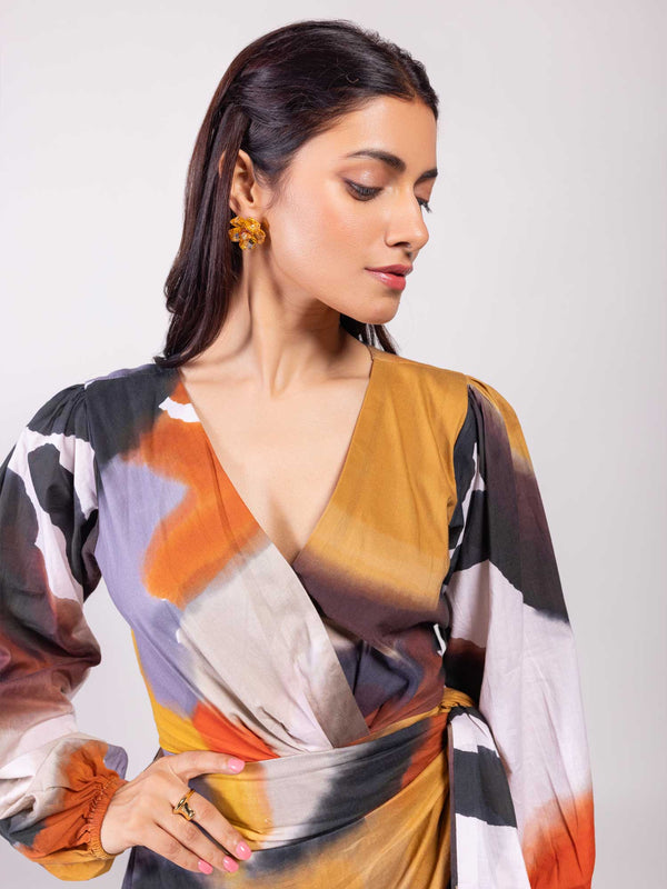 Terra Printed Wrap Dress