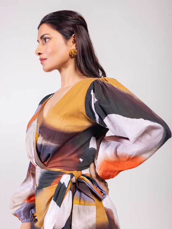 Terra Printed Wrap Dress