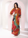 Autumn Printed Cut-out Maxi Dress