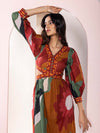 Autumn Printed Cut-out Maxi Dress