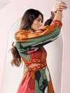 Autumn Printed Cut-out Maxi Dress
