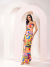 Colourful Printed Maxi Dress with Cut-Out Detail