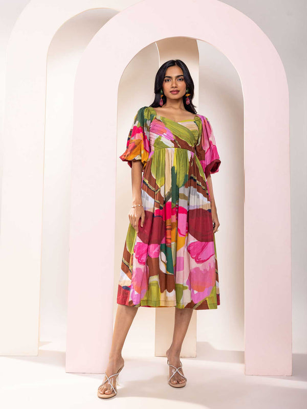 Floradise Printed Midi Dress