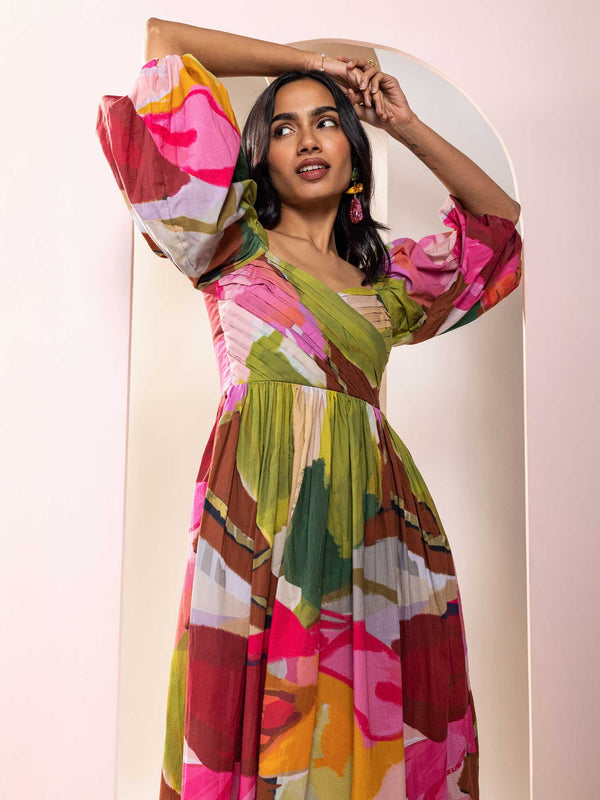 Floradise Printed Midi Dress