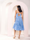 Women's Seascape Blue Mini Dress with Straps