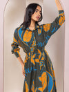 Rio Printed Maxi Shirt Dress