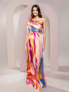 Fresco Printed One Shoulder Dress