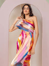Fresco Printed One Shoulder Dress