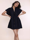 Navy Denim Mini Shirt Dress